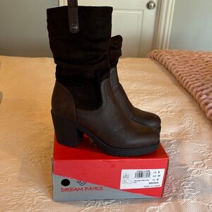 Dream Pairs Women's Dark Brown Heeled Boots